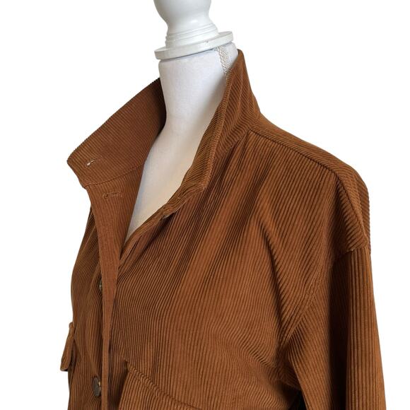 Avec Les Filles Jacket Women's Small Rust Brown Corduroy Flap Pockets Collar - Picture 4 of 8